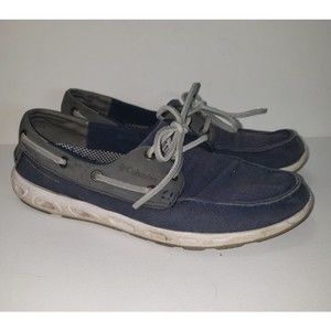 Columbia PFG Men's Sz 8 Blue Gray Canvas Fishing Deck Boat Shoes Slip BM4435-464